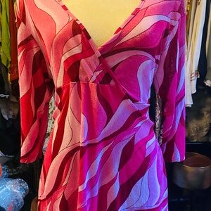 Vibrant Pink and Red Wrap Dress